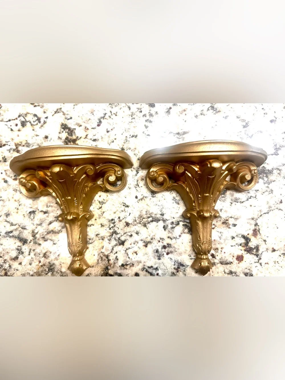 VTG 1986 Burwood Wall Sconce Shelf Gold Hollywood Regency 7 x 3.25 x 6.75